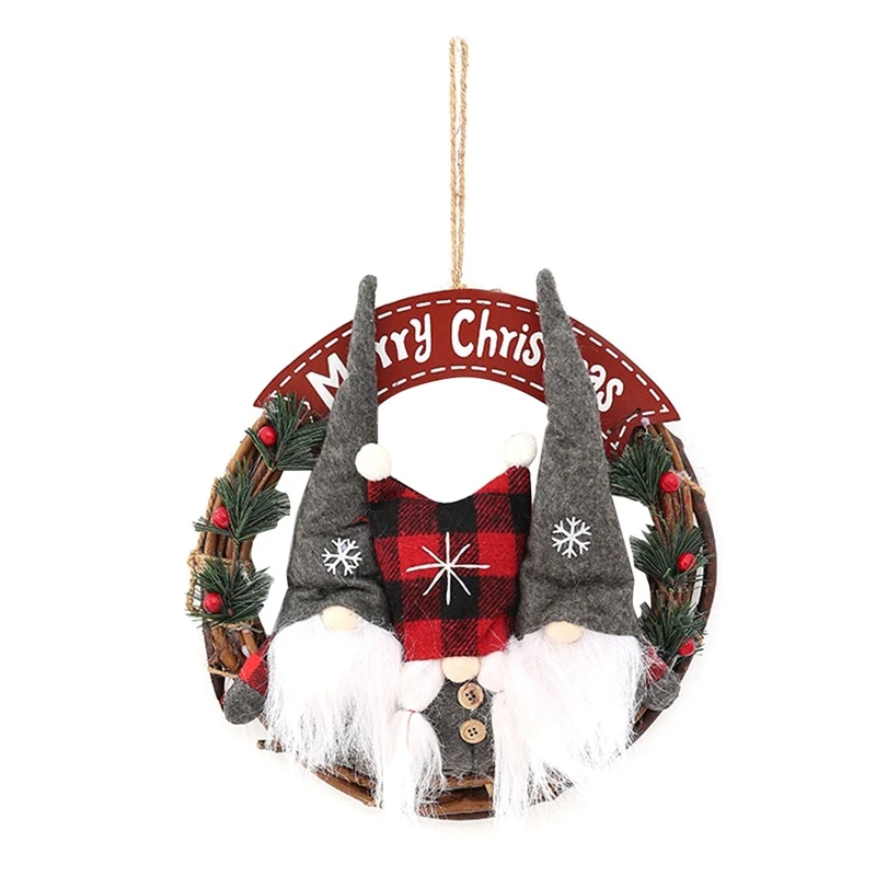 

1 Piece Christmas Gnome Wreath Christmas Wreath With Pine Needles Gnomes Ornaments