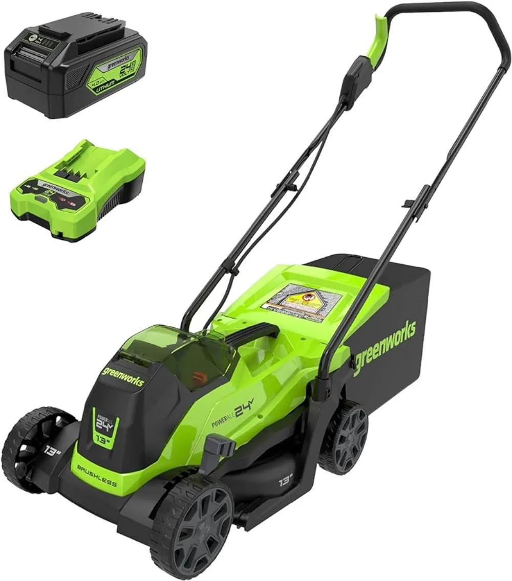 

Greenworks 24V 13" Brushless Cordless (Push) Lawn Mower, 4.0Ah Battery and Charger Included