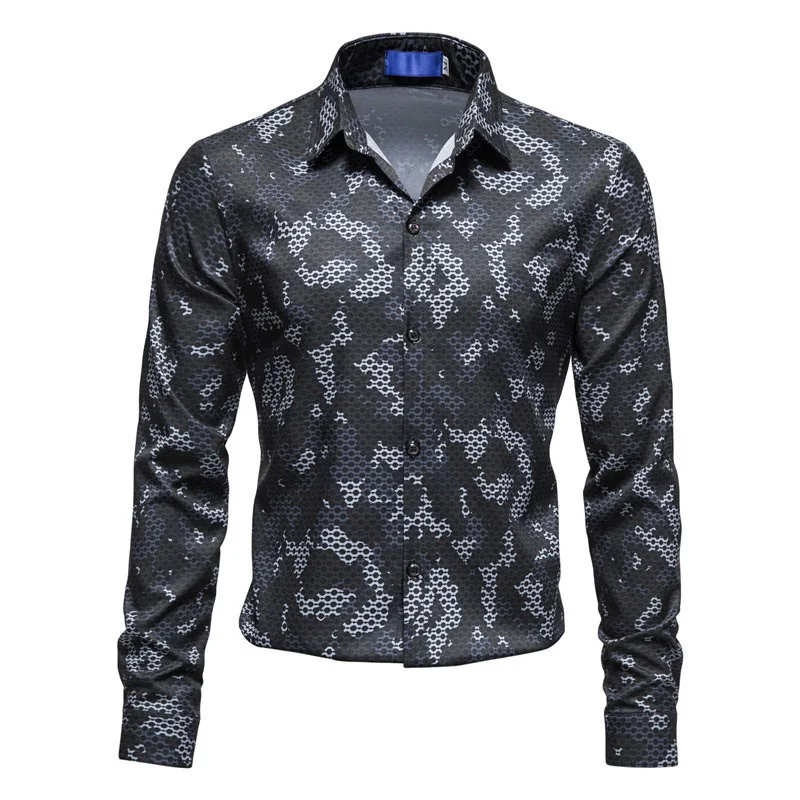 2023 New Men's Casual Shirt Fashion Mesh snakeskin Pattern Shirts Spring Long Sleeve Business Men Shirt EU Size
2023 New Men's Casual Shirt Fashion Mesh snakeskin Pattern Shirts Spring Long Sleeve Business Men Shirt EU Size