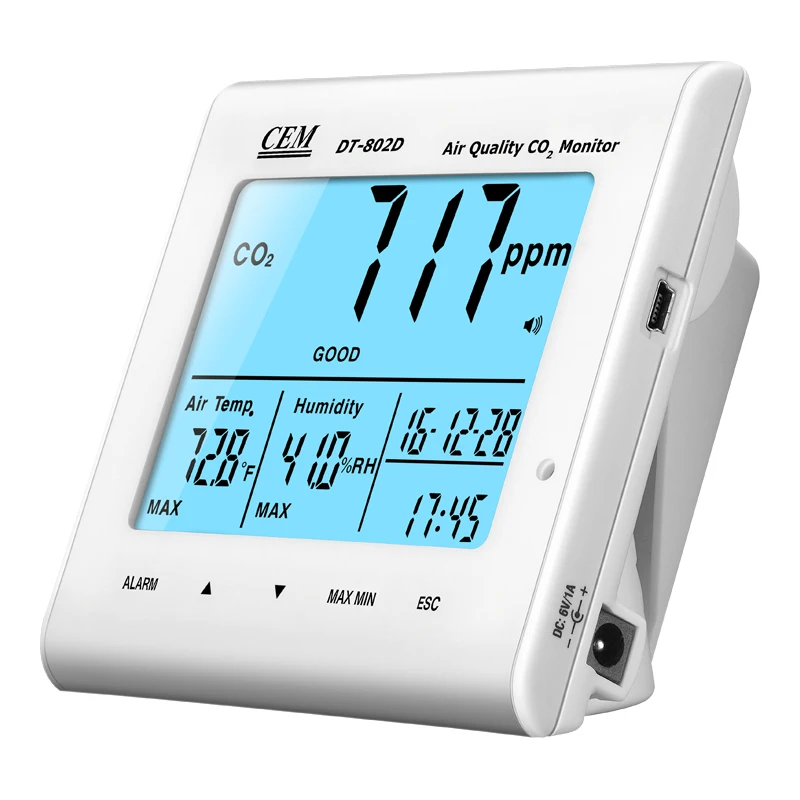 CEM DT-802D Desktop Indoor Air Quality CO2 s Detector Carbon Dioxide Meter
CEM DT-802D Desktop Indoor Air Quality CO2 s Detector Carbon Dioxide Meter