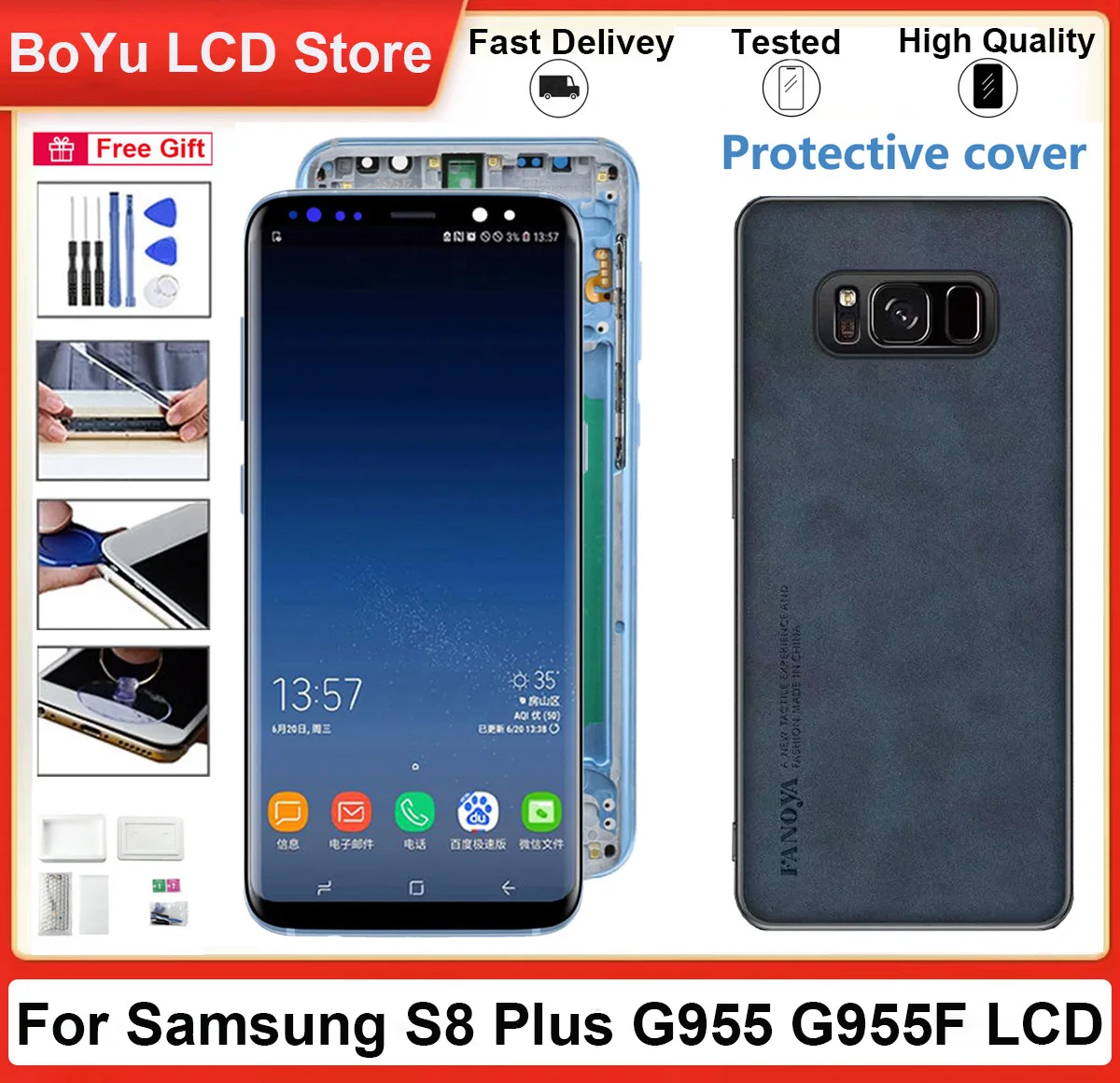 

AMOLED 6.2" Tested Screen For Samsung Galaxy S8 Plus G955 SM-G955A G955U G955F G955V LCD with Touch Display Digitizer Assembly