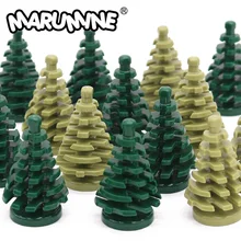 Marumine 10PCS Small Christmas Tree MOC Building Blocks Spruce 2435 Compatible Construction City View Bricks Parts Stalk Grass