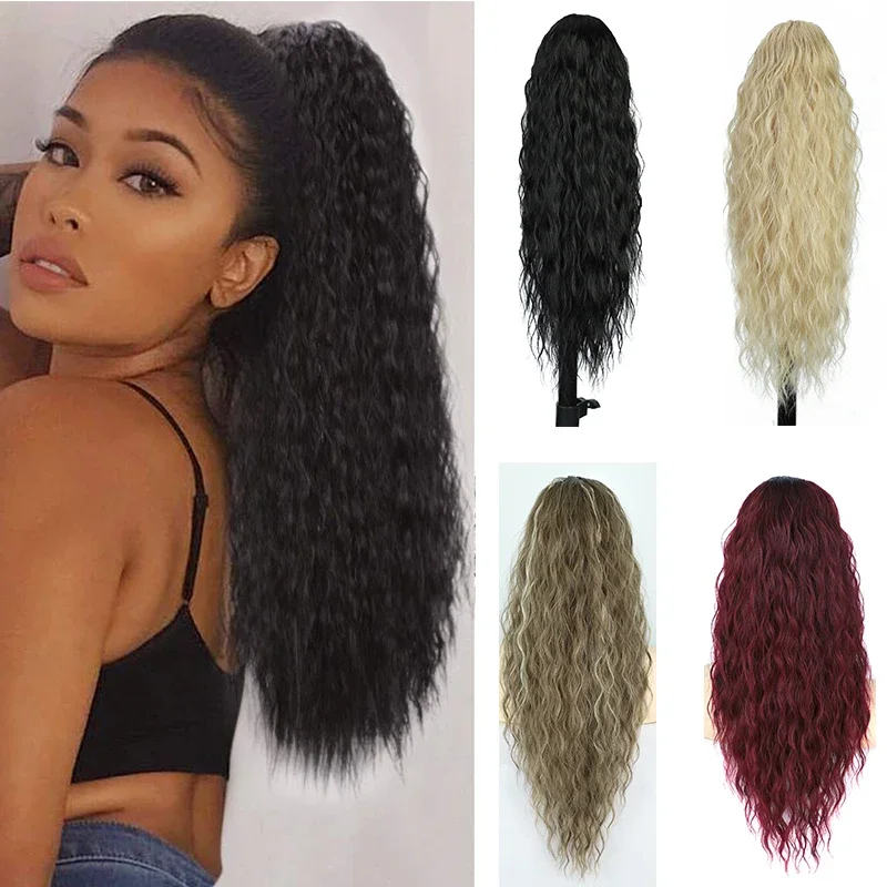 Synthetic Water Wavy Drawstring Clip in Ponytail 26inch Long Curly Ponytail Extension Natural Wave Black Horse Tail for Women
Synthetic Water Wavy Drawstring Clip in Ponytail 26inch Long Curly Ponytail Extension Natural Wave Black Horse Tail for Women
