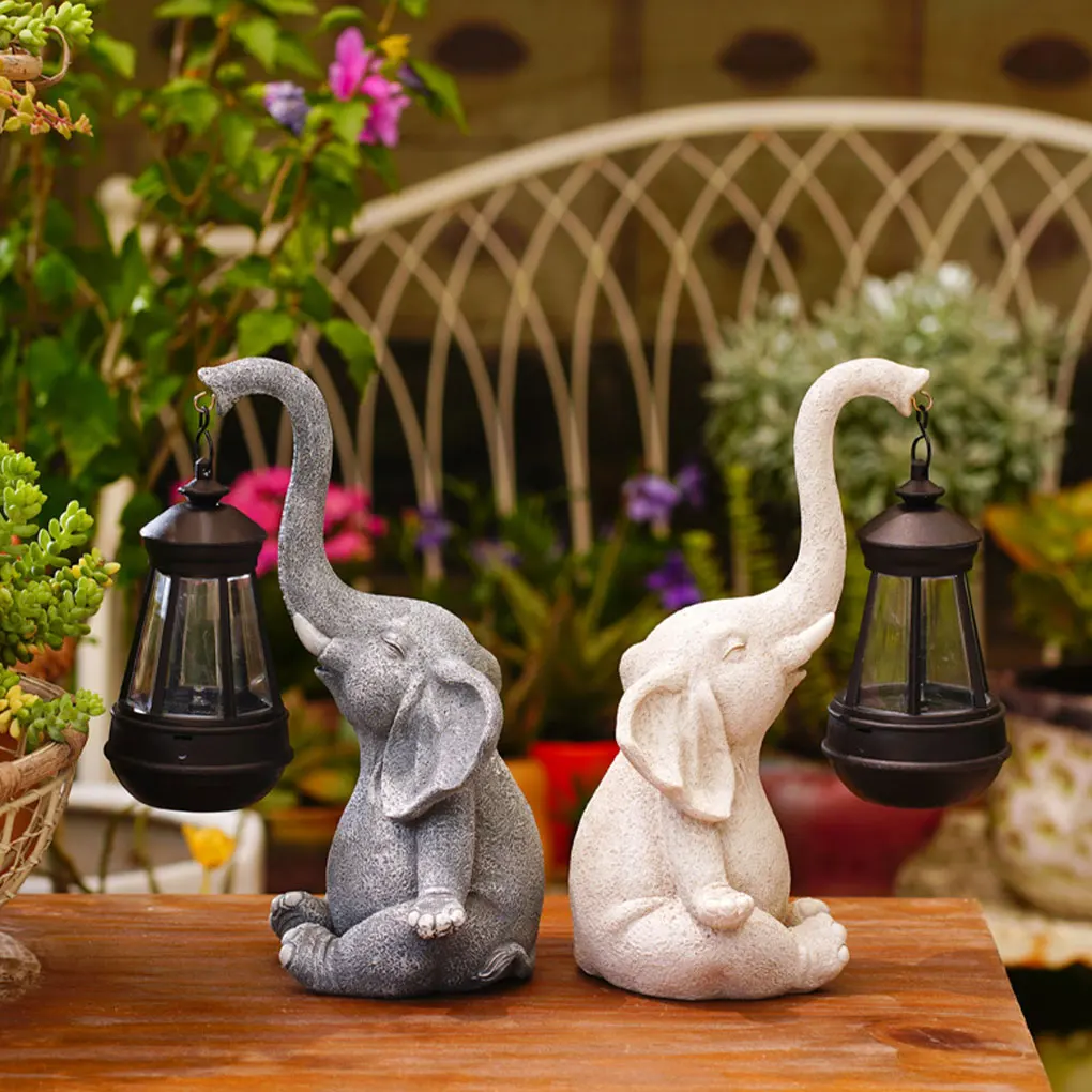 

Outdoor Statues With Solar Lantern Elephant Decoration For Stunning Garden Beautiful Garden Statues