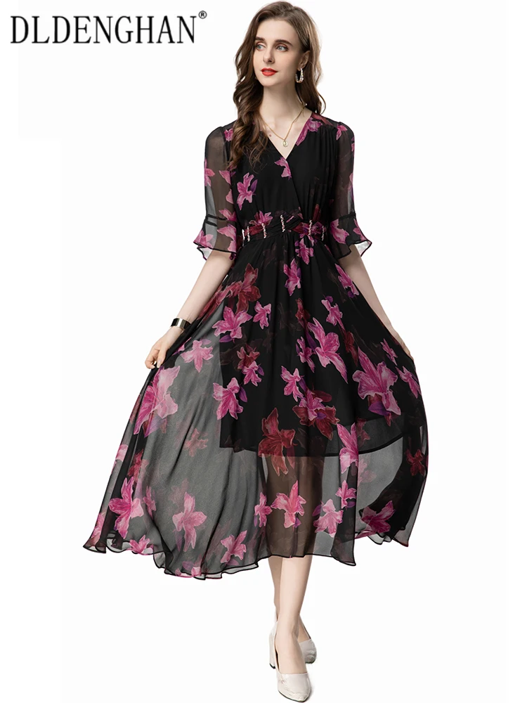 Летнее винтажное женское платье DLDENGHAN с V-образным вырезом, расклешенными рукавами, бусинами и цветочным принтом, Элегантные дизайнерские платья, новинка
Летнее винтажное женское платье DLDENGHAN с V-образным вырезом, расклешенными рукавами, бусинами и цветочным принтом, Элегантные дизайнерские платья, новинка