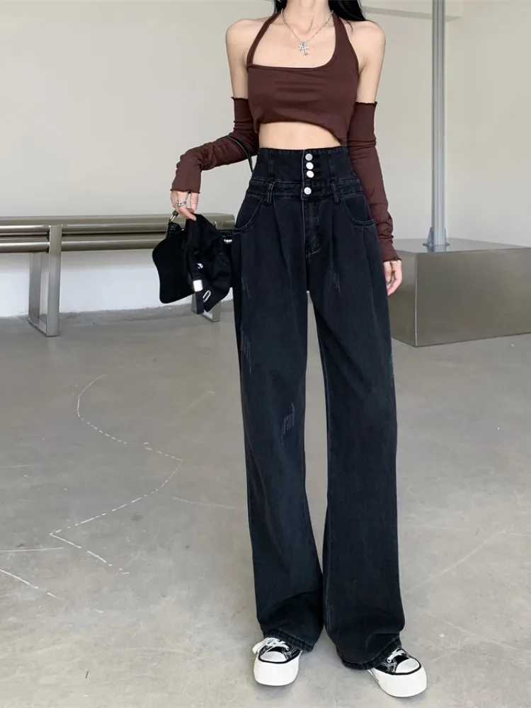 

Black Jeans For Women In Spring 2024, Slimming And Loose Fitting Denim Wide Leg Pants Niche High Waisted Casual Pants