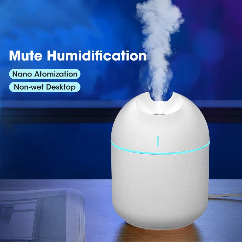 

250ml Mini USB Air Humidifier Portable Purifier Car Aroma Essential Oil Diffuser Ultrasonic Mist Maker Led Light Home Appliance