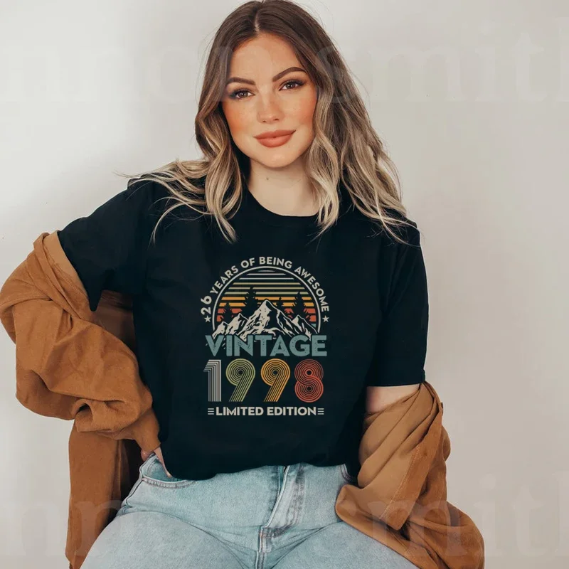 Vintage 1998 Limited Deition 26 Years Awesome Women T Shirt Cotton 26th Birhtday Old Persional Gift O Neck Mothers Gift Tshirt
Vintage 1998 Limited Deition 26 Years Awesome Women T Shirt Cotton 26th Birhtday Old Persional Gift O Neck Mothers Gift Tshirt