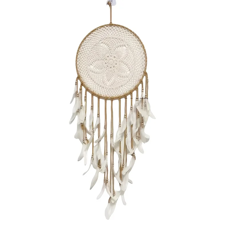 Golden Bead Dream Catcher - White Feather Boho Chic 5 Sa3c49b7294b94dc696e637895f64d1a2i