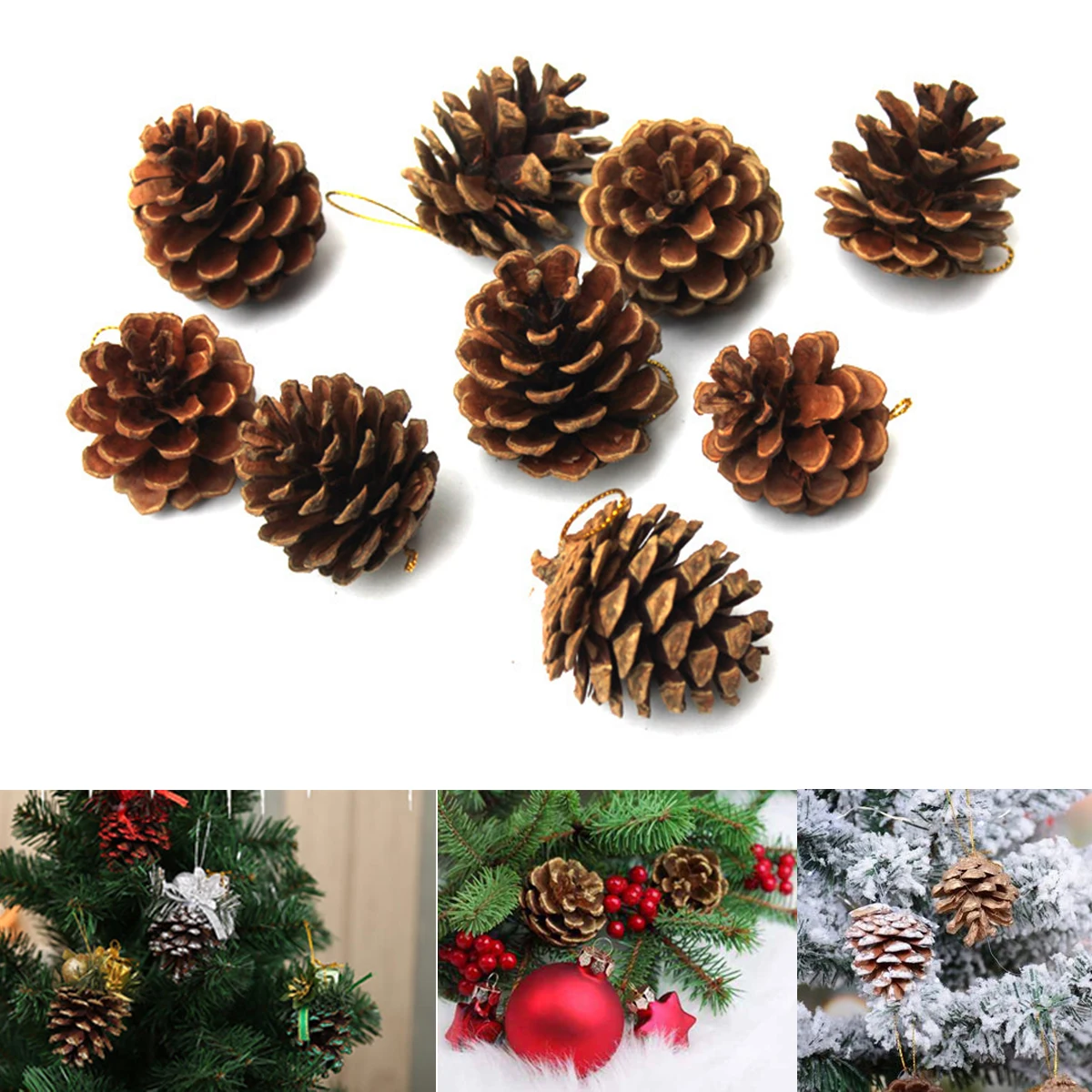 

Christmas Pinecone Primary Colour Natural Christmas Tree Hanging Accessories Christmas Decorations