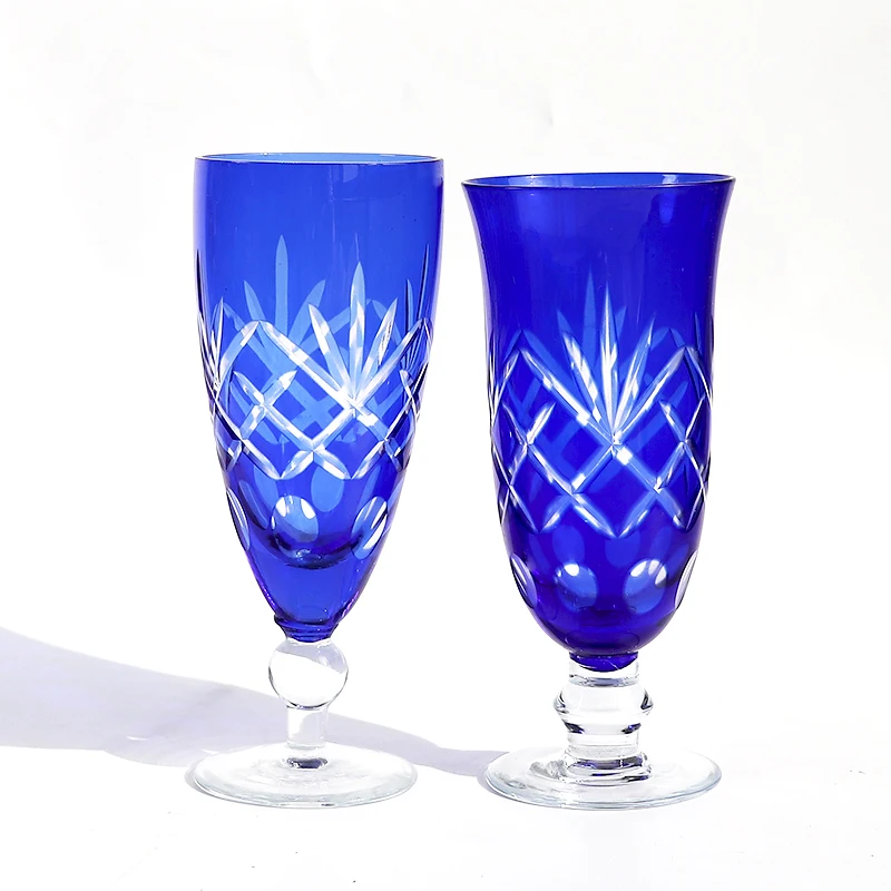 Bohemian Style Glass Goblets Champagne Glass Cup Hand Cut to Clear Crystal Edo Kiriko Blue Stemware Wedding Gift 7oz
Bohemian Style Glass Goblets Champagne Glass Cup Hand Cut to Clear Crystal Edo Kiriko Blue Stemware Wedding Gift 7oz