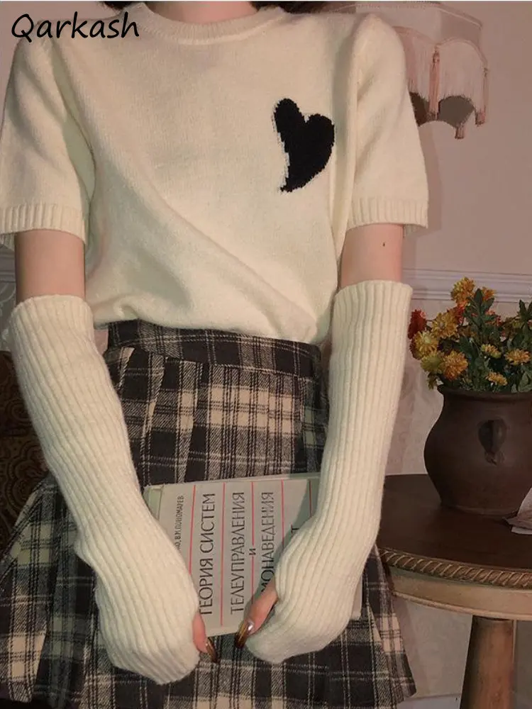 Short Sleeve Pullovers for Women with Cuff Heart Sweet Kawaii Harajuku Spring Summer Sweaters All-match Students Korean Fashion
Short Sleeve Pullovers for Women with Cuff Heart Sweet Kawaii Harajuku Spring Summer Sweaters All-match Students Korean Fashion