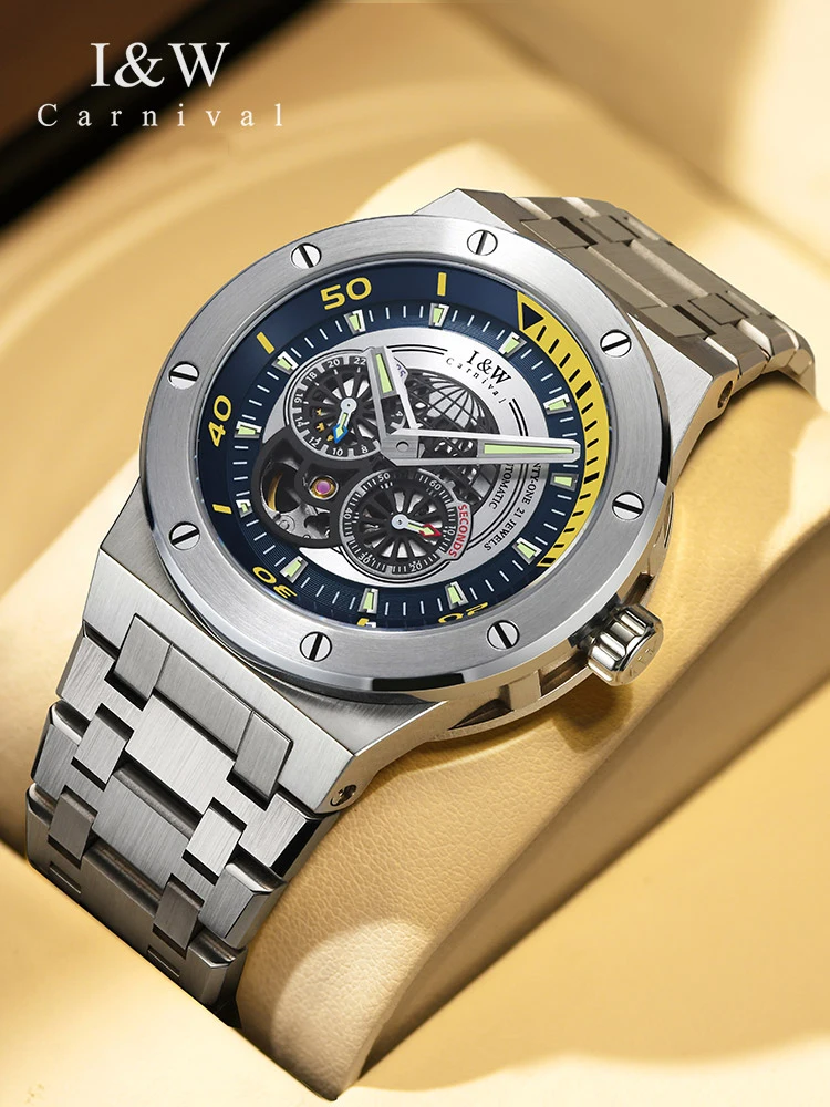 Carnival Brand IW High-End Series Fashion Skeleton Mechanical Watch for Men Luxury MIYOTA Movement 50M Waterproof Sapphire Watch
Carnival Brand IW High-End Series Fashion Skeleton Mechanical Watch for Men Luxury MIYOTA Movement 50M Waterproof Sapphire Watch