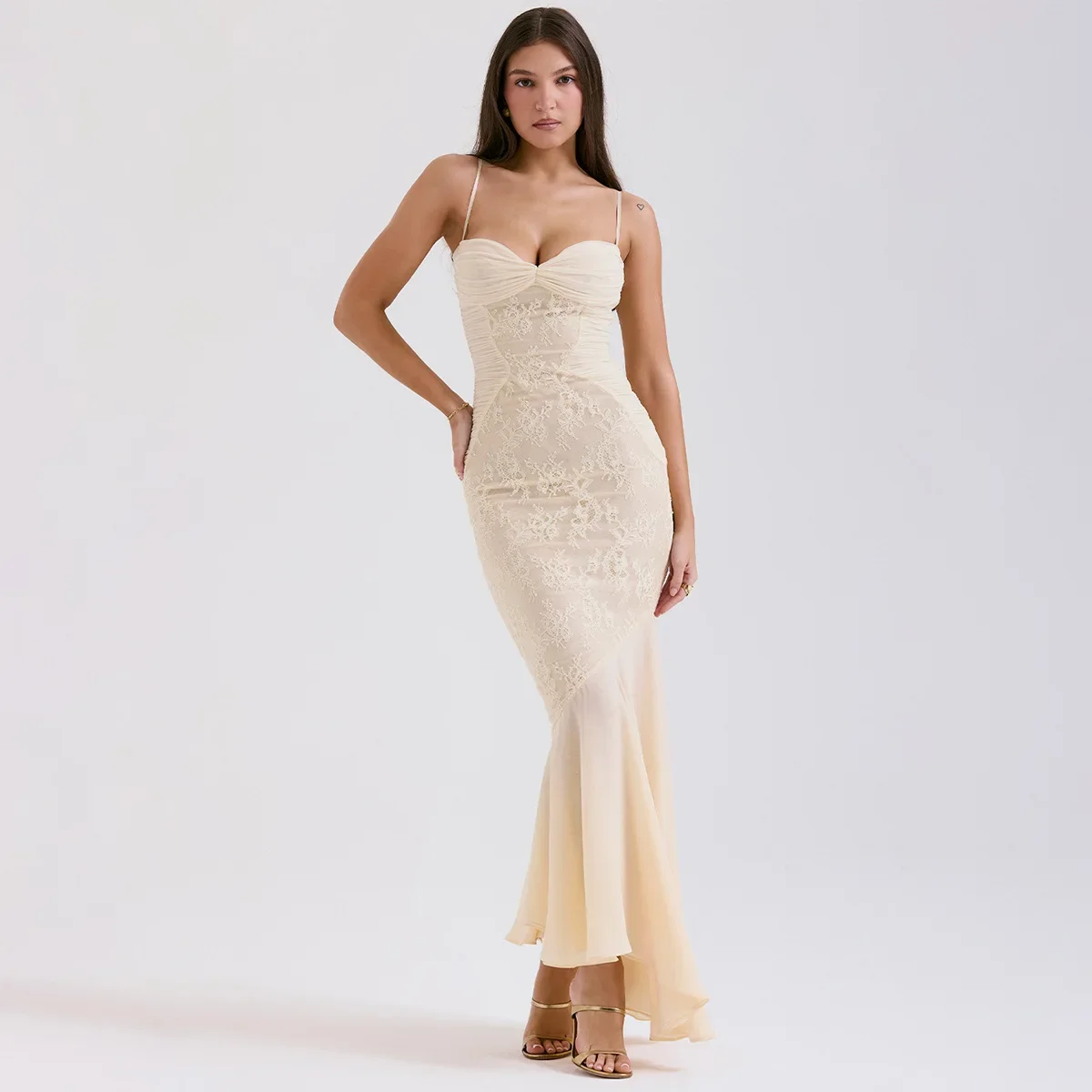 Sladuo Women Sexy Spahetti Vanilla Chiffon&Lace Maxi Dress Gown Bodycon Slim Long Elagant Evening Party Dresses Vestidos
Sladuo Women Sexy Spahetti Vanilla Chiffon&Lace Maxi Dress Gown Bodycon Slim Long Elagant Evening Party Dresses Vestidos