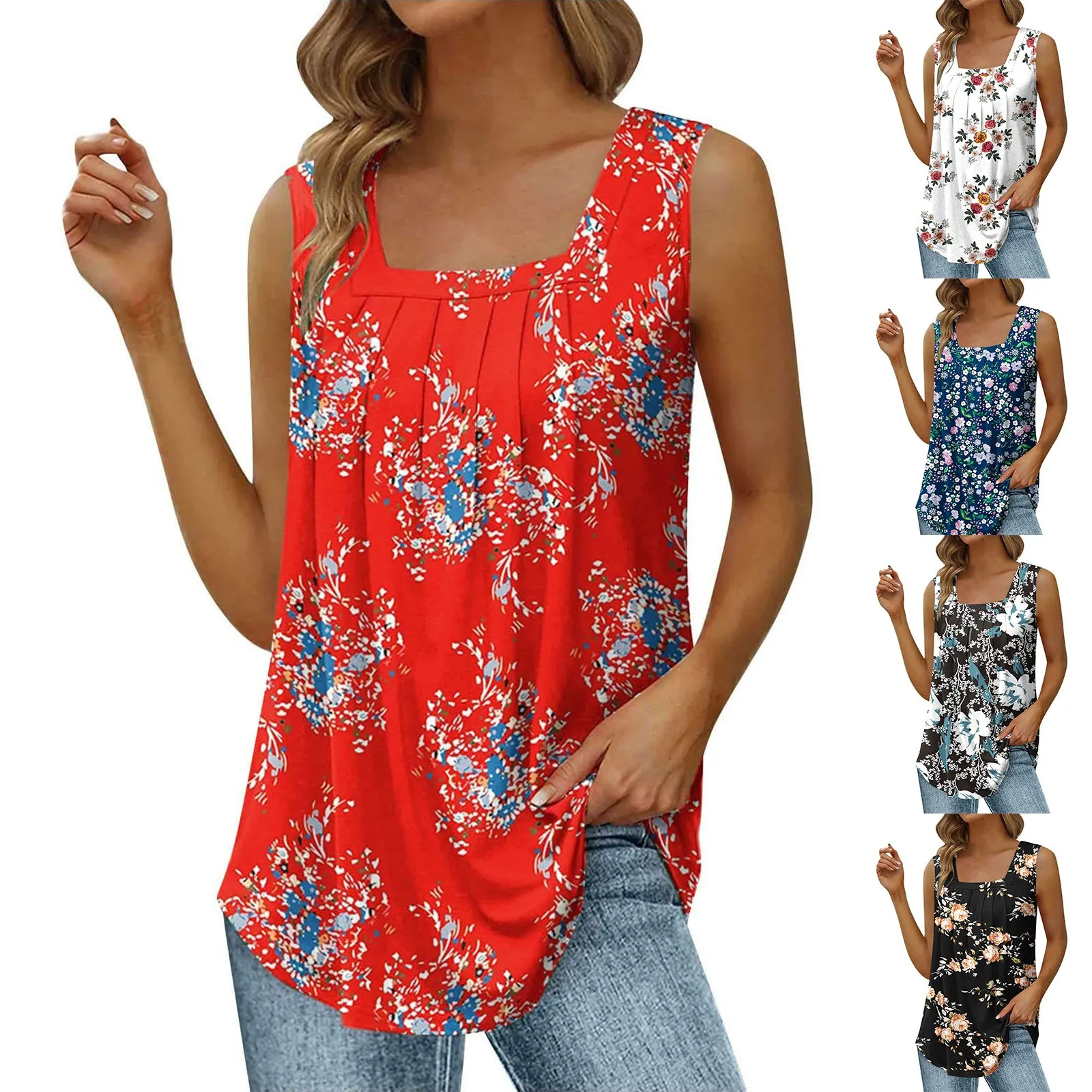 Womens Casual Sleeveless Loose T-Shirts Fashion Floral Button Pleated Tunic Tops v-neck female pullover tops summer Tank Tops
Womens Casual Sleeveless Loose T-Shirts Fashion Floral Button Pleated Tunic Tops v-neck female pullover tops summer Tank Tops
