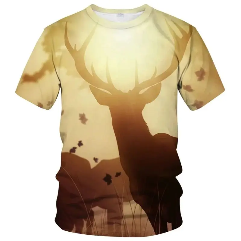 Summer Men's Fashion 3d Printed Animal Deer Print Casual T-Shirt Harajuku Retro Fun Baggy Plus Size O-Neck Short-Sleeved Top
Summer Men's Fashion 3d Printed Animal Deer Print Casual T-Shirt Harajuku Retro Fun Baggy Plus Size O-Neck Short-Sleeved Top