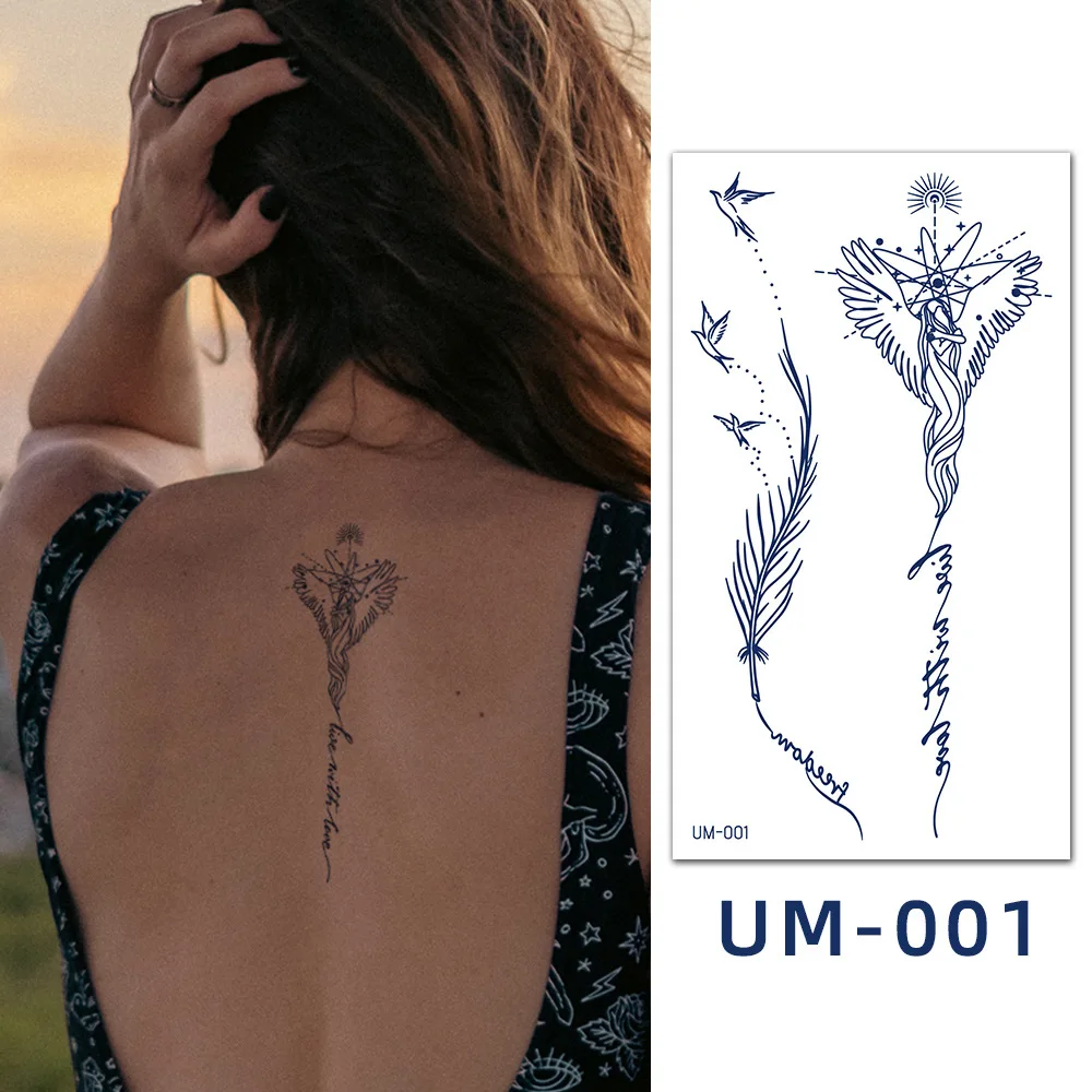 

New Herbaceous Semi Permanent Waterproof Tattoo Patch Minimalist Feather Small Fresh Temporary Tattoos Sticker Size:90x160mm