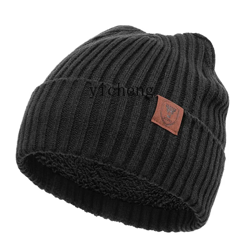 

YY Autumn and Winter Hat Men's Fashion All-Matching Fleece-lined Warm-Keeping and Cold-Proof Scarf Woolen Cap