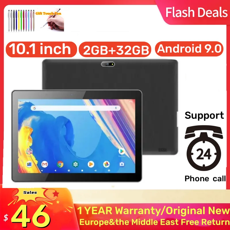 

Newest 2GB RAM 32GB ROM 10.1 Inch 3G Android 9.0 Phone Call Tablet PC Innjoo SC7731 Quad-Core 1280 x 800 pixels Sim Dual Camara