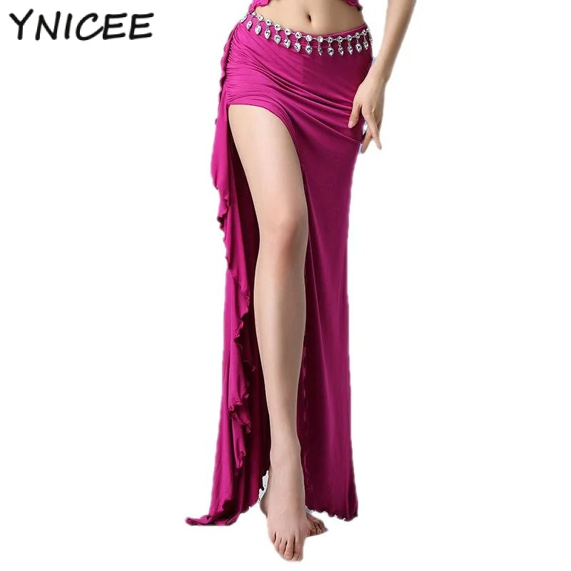 

Sides Slits Belly Dance Modal Skirt Sexy Women Oriental Belly Dance Skirt Female Dance Practice Clothes Long Design Plus Size