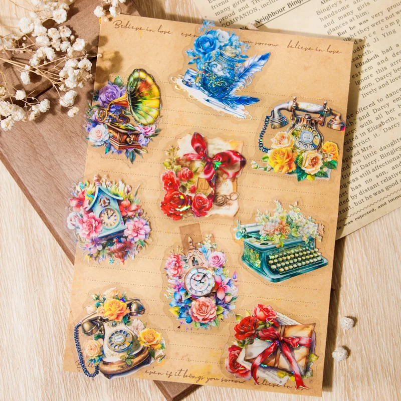 10Pcs/Pack Flowers And Vintage Furniture Laser Stickers Stationery Supplies Aesthetic Sketchbook Diary Decoration Phone Labels
10Pcs/Pack Flowers And Vintage Furniture Laser Stickers Stationery Supplies Aesthetic Sketchbook Diary Decoration Phone Labels