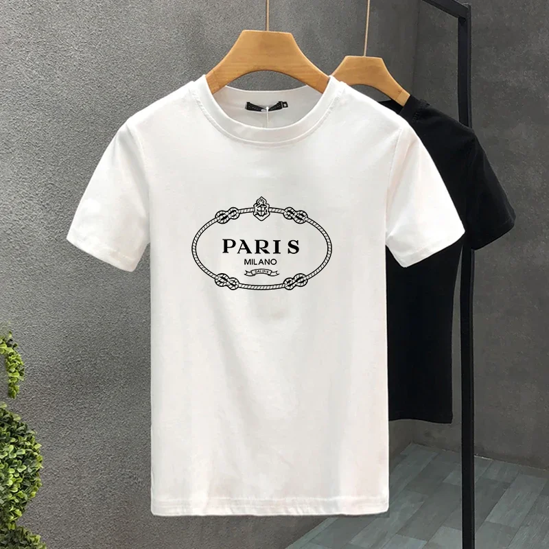 

Luxury Brand Paris 100% Cotton High Quality Printing Couple Tees Summer Harajuku For Men/Women Short Sleeve T-shirt Asian Size