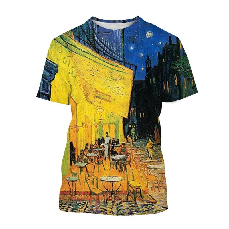 

3D Vincent Van Gogh Printing T Shirt Oil Paintings Garphic T-shirts For Men Kid Funny Fashion Short Sleeves Summer Quick Dry Top