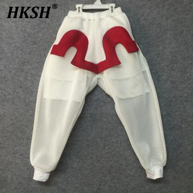 

HKSH Spring Summer New Men's Tide Punk Casual Pants Mesh Transparent Sports Large Size Original Niche Design Avant Garde HK1071