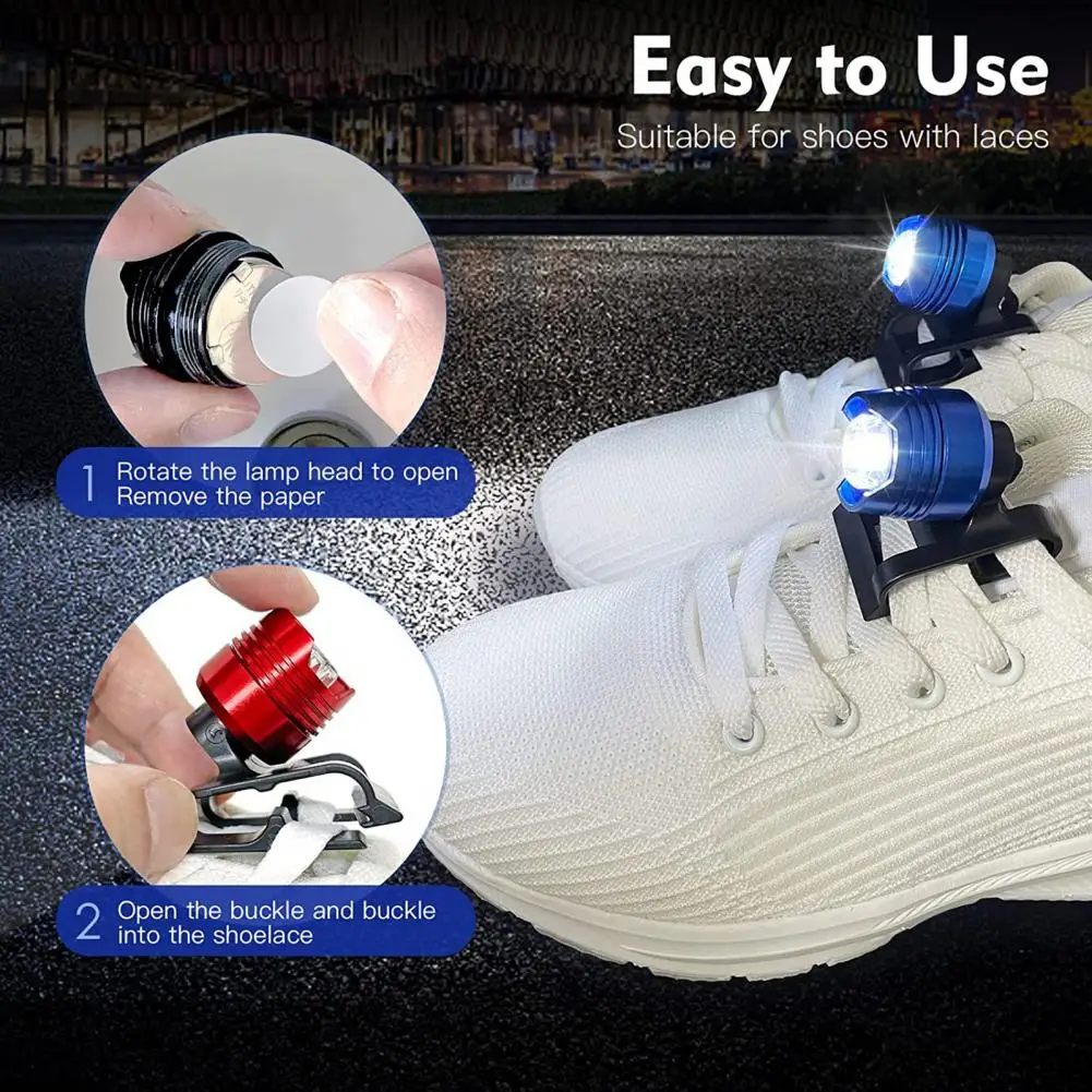 

LED Shoe Lights 2Pcs Useful Battery Operated Long-Lasting Night Runner Shoe Headlights Flashlights Camping Accessories