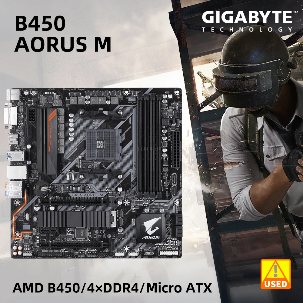 

GIGABYTE B450 AORUS M AMD B450 AM4 4xDDR4 DIMM 64 GB PCI-E3.0 1xM.2 SATA3 USB 3.1 DVI-D HDMI Micro ATX motherboard