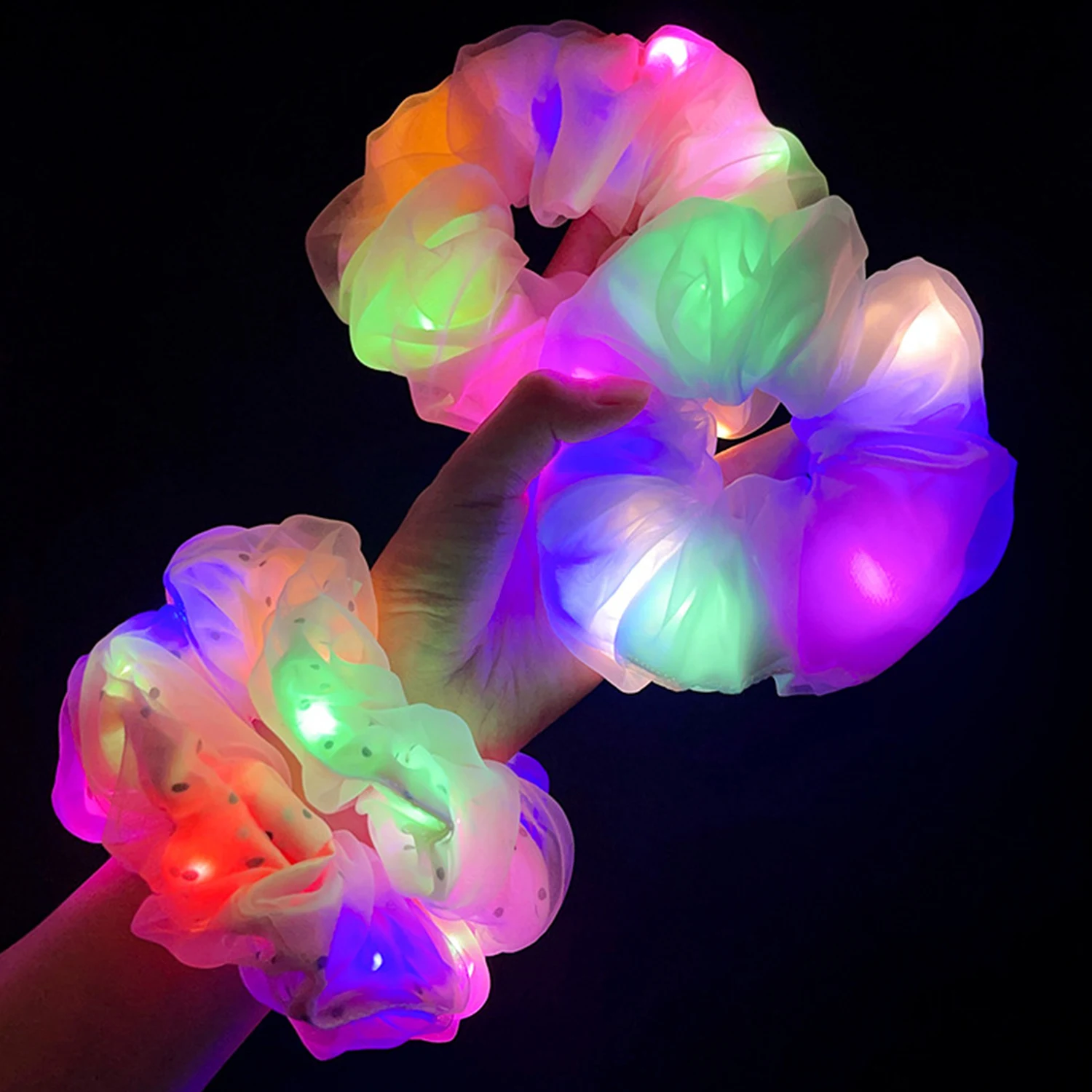 LED Luminous Large Intestine Hair Ring Creative Bar Disco Head Rope Korean Mesh Ponytail Holder Hair Ties Hair Accessories
LED Luminous Large Intestine Hair Ring Creative Bar Disco Head Rope Korean Mesh Ponytail Holder Hair Ties Hair Accessories