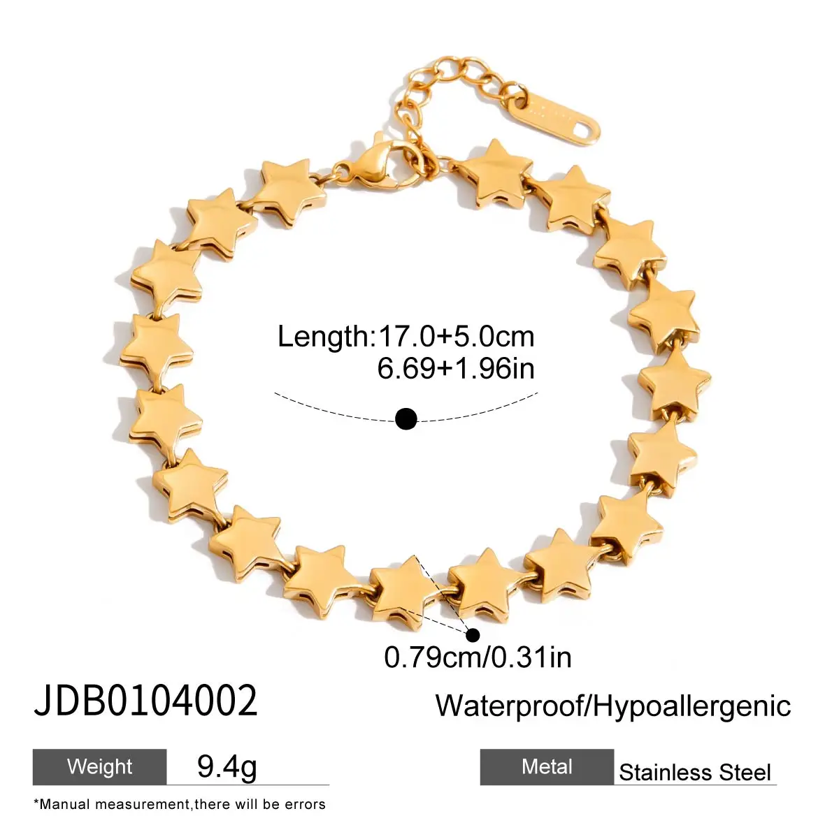 Uworld Simple Classic 18K Gold Color Plated Stainless Steel Smooth Pentagram Bracelet Zircon Heart Bracelet Women's Jewelry Part Uworld Simple Classic 18K Gold Color Plated Stainless Steel Smooth Pentagram Bracelet Zircon Heart Bracelet Women's Jewelry Part