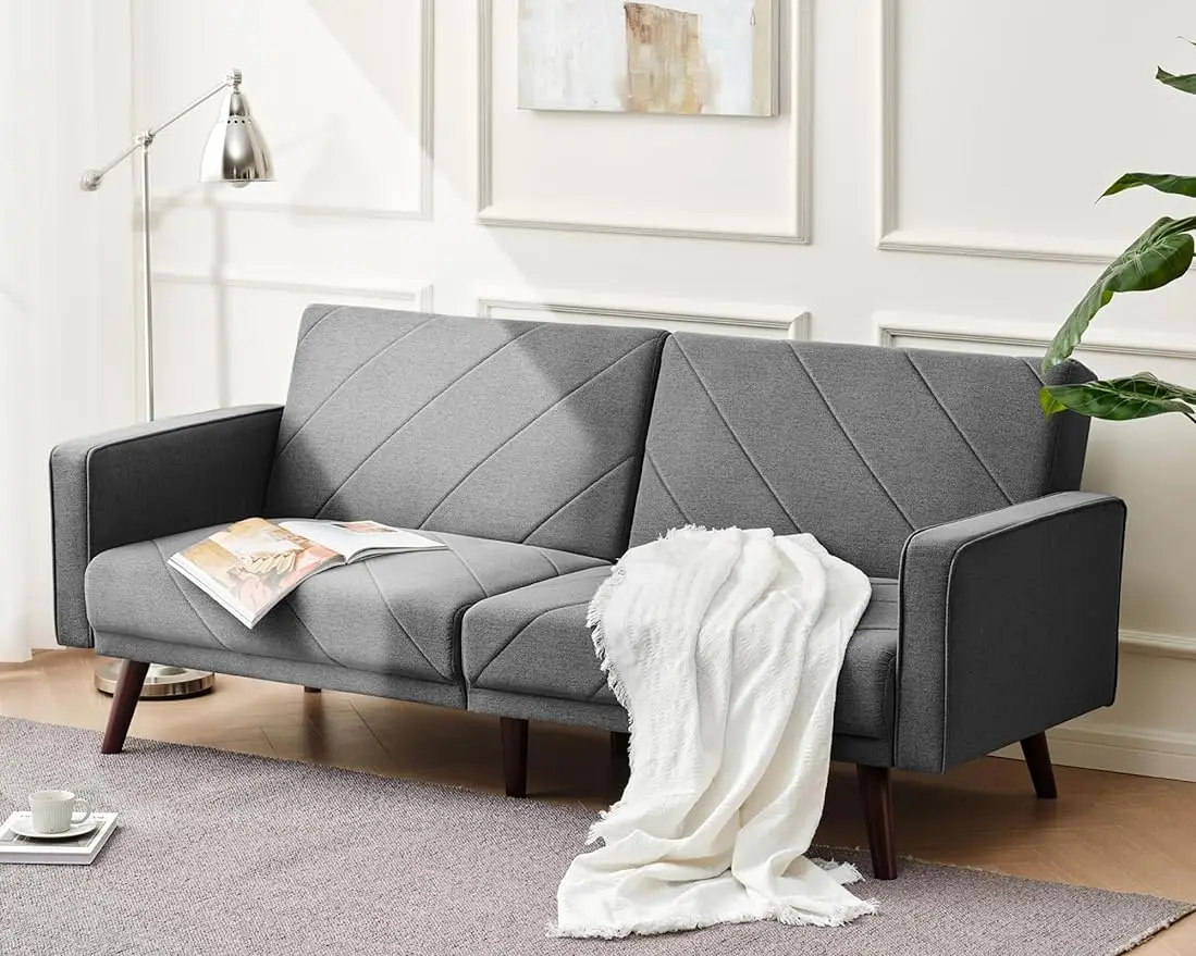 Fabric Futon Sofa Bed,Convertible Sleeper Couch Bed w/Adjustable Backrest,Modern Splitback Loveseat Sofa Chair,Grey/Yellow/Green
Fabric Futon Sofa Bed,Convertible Sleeper Couch Bed w/Adjustable Backrest,Modern Splitback Loveseat Sofa Chair,Grey/Yellow/Green