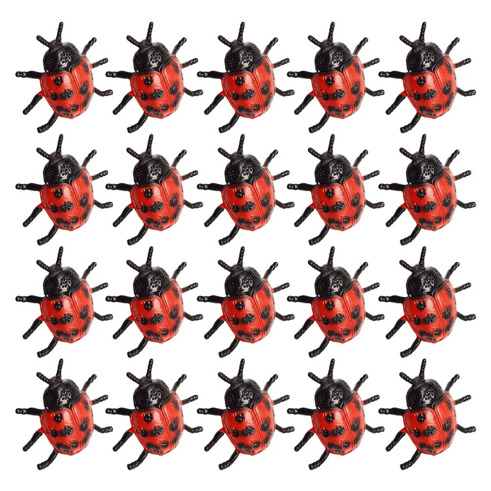 

25 PCS Toy Pvc Simulation Ladybug Tricky Household Ladybird Props Plastic Insects Child