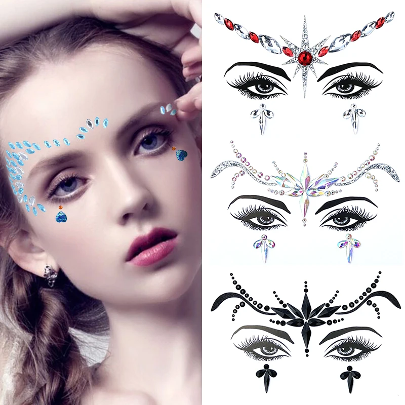 3D Face Crystal Glitter Tattoo Sticker Women Body Gems Temporary Tattoos Gypsy Festival Adornment Party Beauty Makeup Stickers
3D Face Crystal Glitter Tattoo Sticker Women Body Gems Temporary Tattoos Gypsy Festival Adornment Party Beauty Makeup Stickers