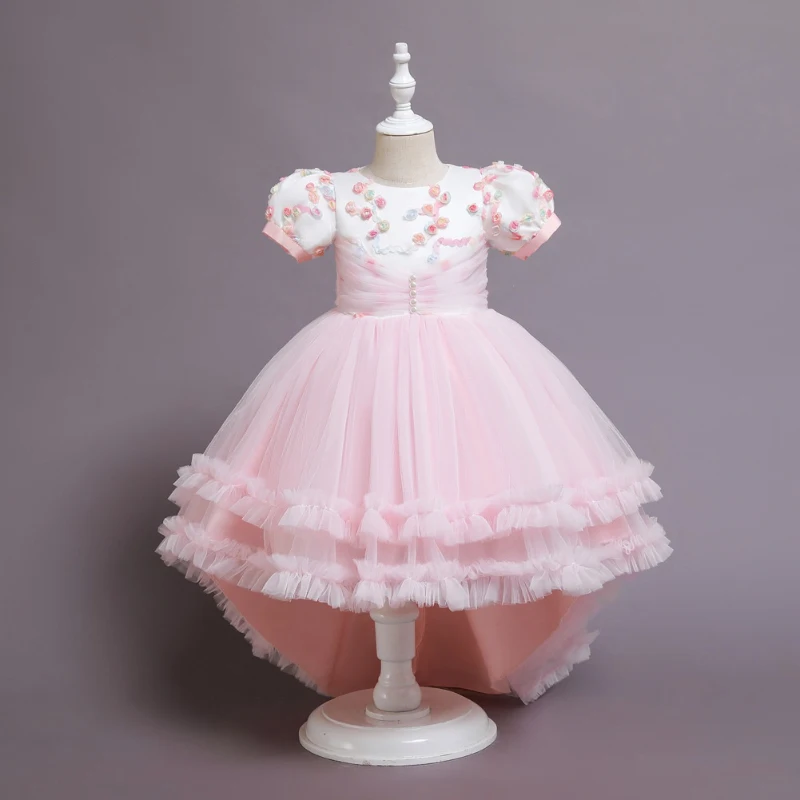 Simple Puff Sleeve Flower Girl Dress Appliques Beading Princess Layered Evening Dresses Bow Tulle Assymetrical Formal Ball Gown
Simple Puff Sleeve Flower Girl Dress Appliques Beading Princess Layered Evening Dresses Bow Tulle Assymetrical Formal Ball Gown