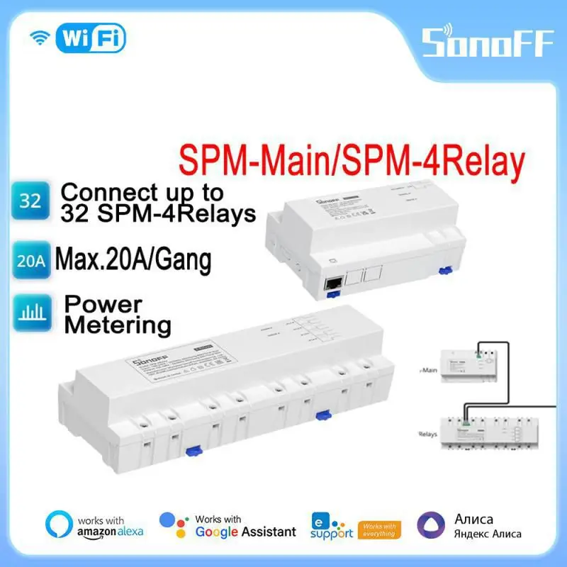 SONOFF SPM-Main/4Relay Smart Stackable Power Meter 20A/Gang Communicates With SPM-4Relays Through RS-485 Works With eWeLink APP
SONOFF SPM-Main/4Relay Smart Stackable Power Meter 20A/Gang Communicates With SPM-4Relays Through RS-485 Works With eWeLink APP