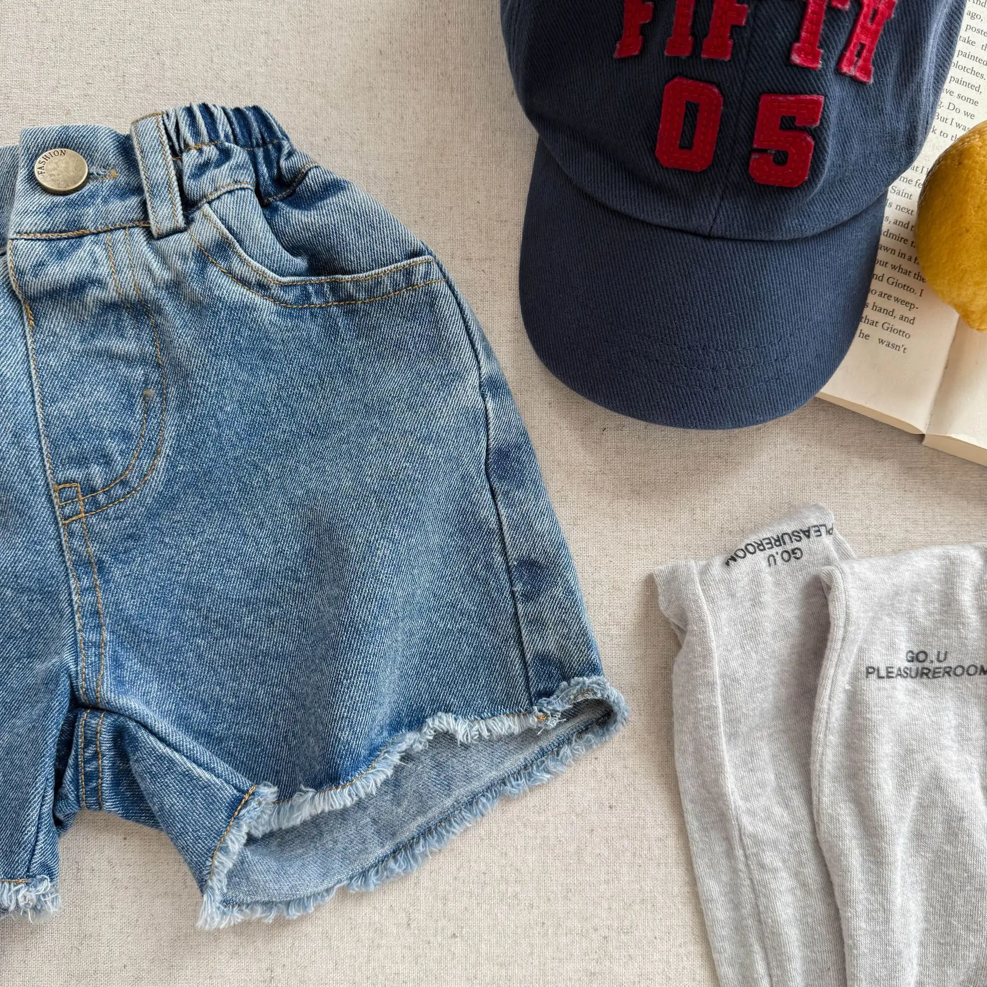 2025 Summer New Girls Denim Shorts Children Casual Pants Loose Boys Jeans Solid Color Baby Shorts Kids Clothes 39 Sa3da20c7c0da43cb8bd2ca916b23c3f4S