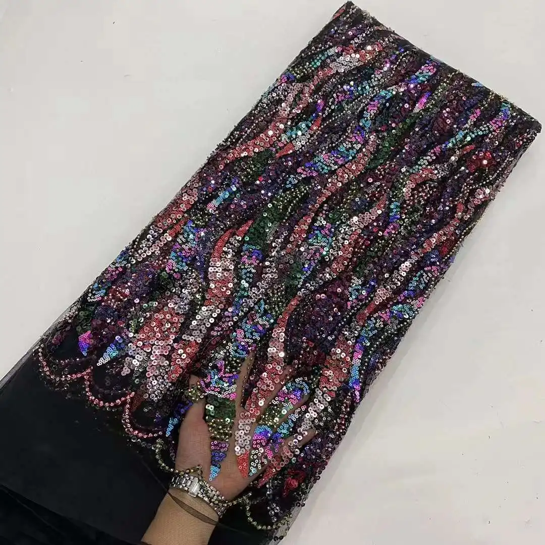 Вышитая ткань Nice Mulitcolr с блестками и бусинами, вышивка, французская сетка, кружево для вечерних платьев, свадеб, бесплатная доставка 
Вышитая ткань Nice Mulitcolr с блестками и бусинами, вышивка, французская сетка, кружево для вечерних платьев, свадеб, бесплатная доставка