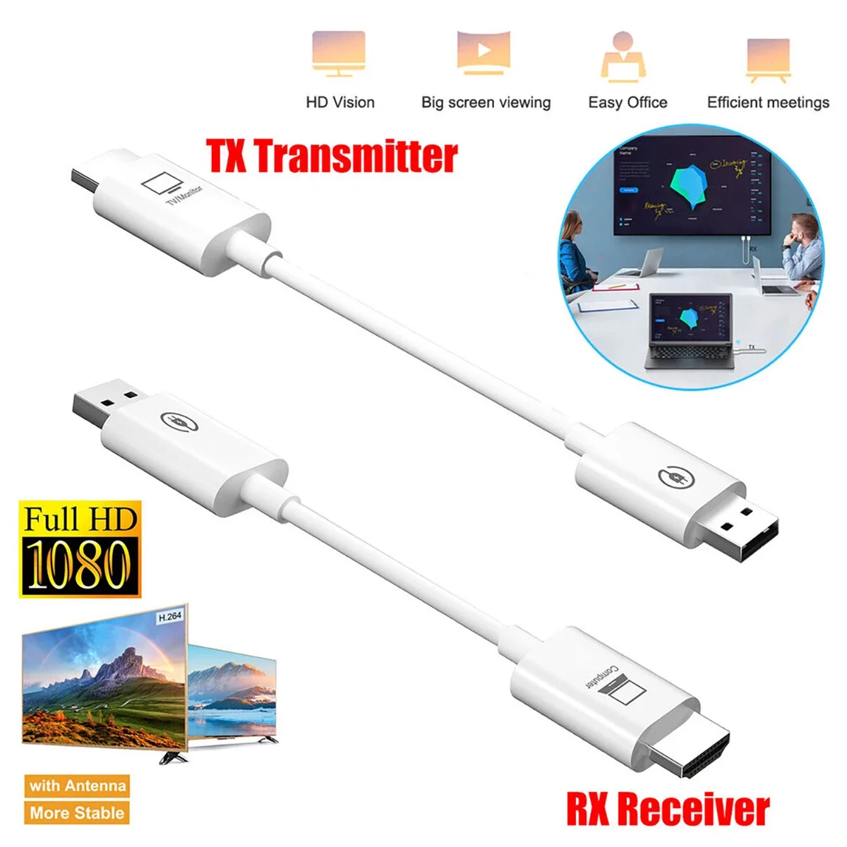 Wireless HDMI-compatible Video Transmitter and Receiver TV Stick Screen Share Extender for Computer Laptop Monitor Projector TV
Wireless HDMI-compatible Video Transmitter and Receiver TV Stick Screen Share Extender for Computer Laptop Monitor Projector TV