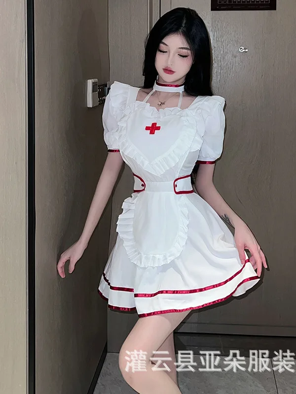 

New Women Sweet Lovely Style Charm Mature Thin Tops Dress Nurse Temptation Large Size Uniform Sexy Passion Role Playing XWD4