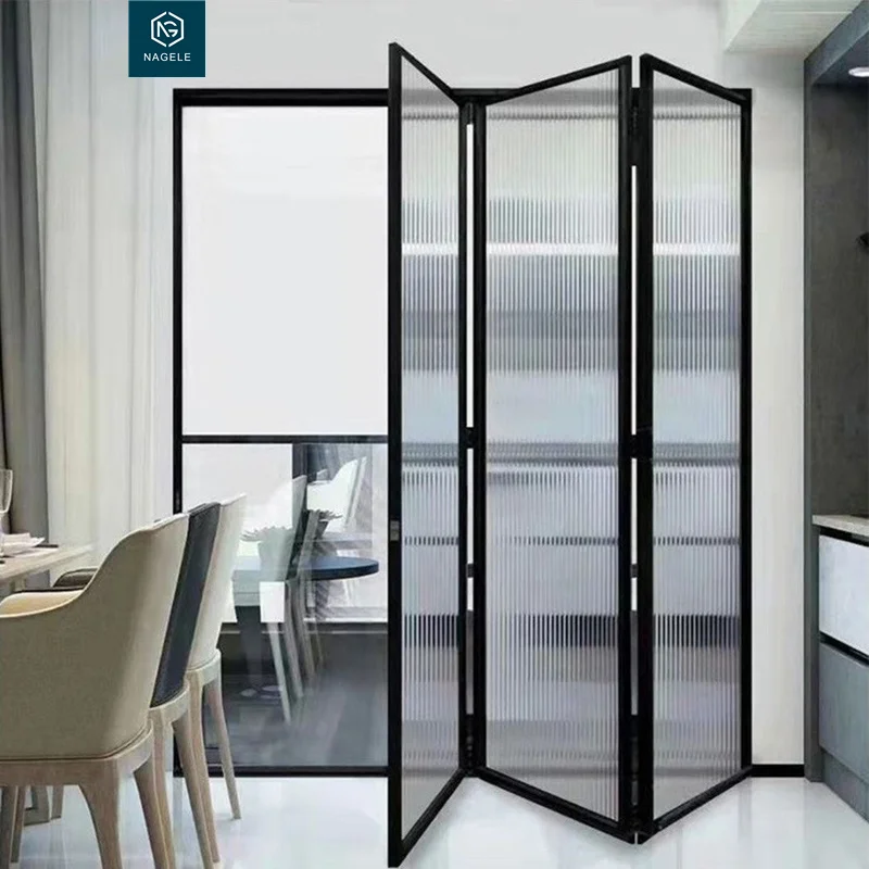 

RTS Bifold Aluminium Folding Patio Doors 10' By Outside Inside Folding Door Price White Oak Effect With Mosquito Net