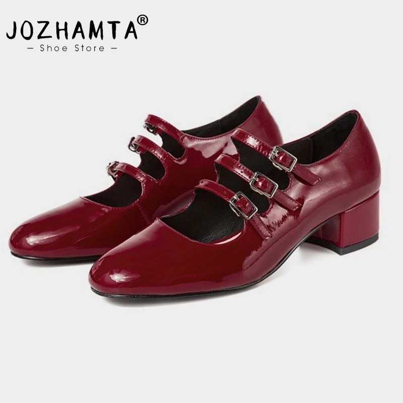 Женские туфли на среднем каблуке JOZHAMTA, модные офисные туфли из натуральной кожи с ремешком с пряжкой и круглым носком, размеры 34-40, 2024
Женские туфли на среднем каблуке JOZHAMTA, модные офисные туфли из натуральной кожи с ремешком с пряжкой и круглым носком, размеры 34-40, 2024