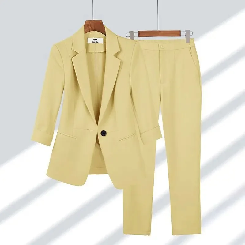 2024 Summer New Thin Jacket Blazer Casual Wide Leg Pants Two Piece Elegant Women's Pants Set Office Outfits Business Clothing
2024 Summer New Thin Jacket Blazer Casual Wide Leg Pants Two Piece Elegant Women's Pants Set Office Outfits Business Clothing
