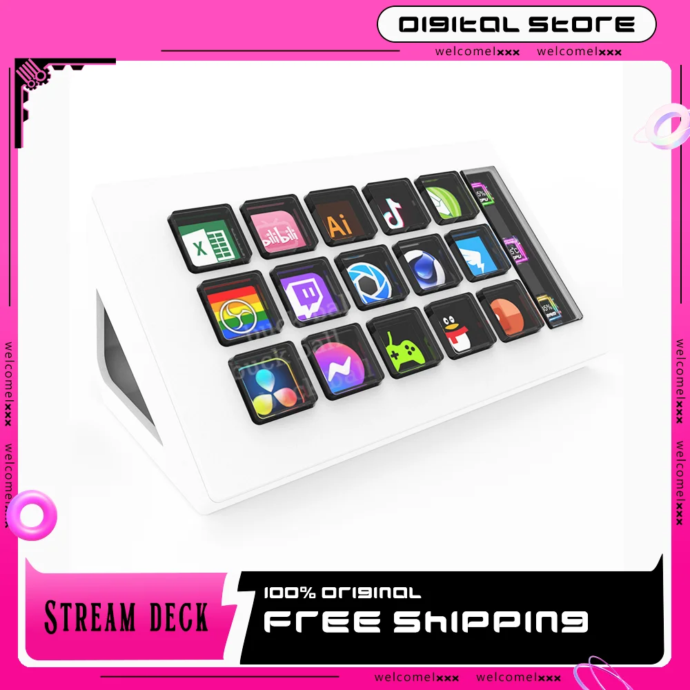 

StreamDeck Visual Keyboard Custom Button LCD Button Live Content Creation Controller 15 Keys For Windows/MacOS/Android/iOS Gifts