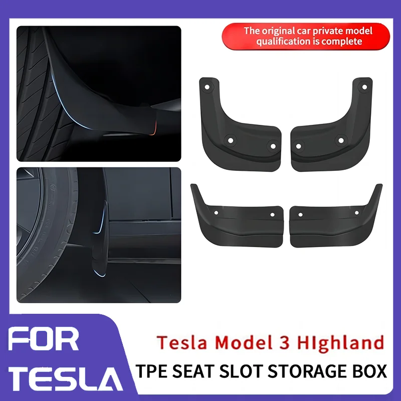 

Soft Mud Flaps For Tesla Model 3 Highland 2024 TPE Mudguards Original Design Fender Anti-Snow Anti-Sand Guard Protector