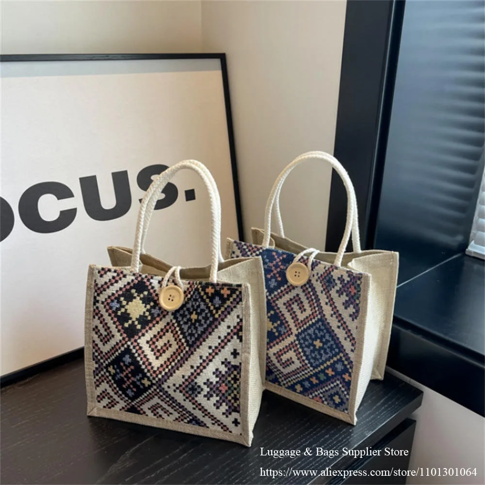 Linen Bag Handbag For Women Shopping Tote Bag Fashion Designer Bag Convenient Large Capacity Lunch Bag Vintage Accompaniment
Linen Bag Handbag For Women Shopping Tote Bag Fashion Designer Bag Convenient Large Capacity Lunch Bag Vintage Accompaniment