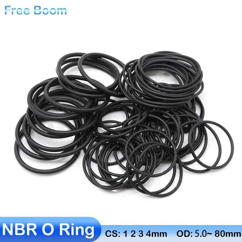 

50pcs NBR O Ring Seal CS 1 2 3 4 mm OD 5~80mm Automobile Nitrile Rubber Washer Round O-Type Corrosion Oil Resist Sealing Gasket