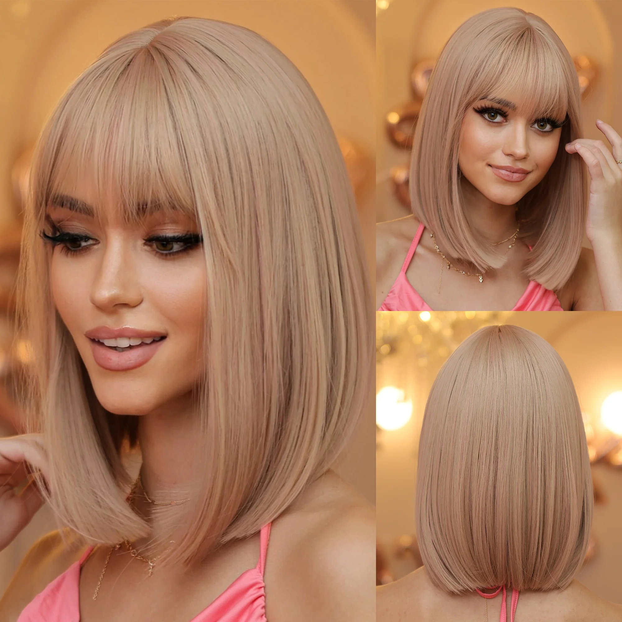 Synthetic Pink Cosplay Wigs Short Bob Pink Wig with Bangs for Women Natural Straight Lolita Party Hair Wig Heat Resistant
Synthetic Pink Cosplay Wigs Short Bob Pink Wig with Bangs for Women Natural Straight Lolita Party Hair Wig Heat Resistant