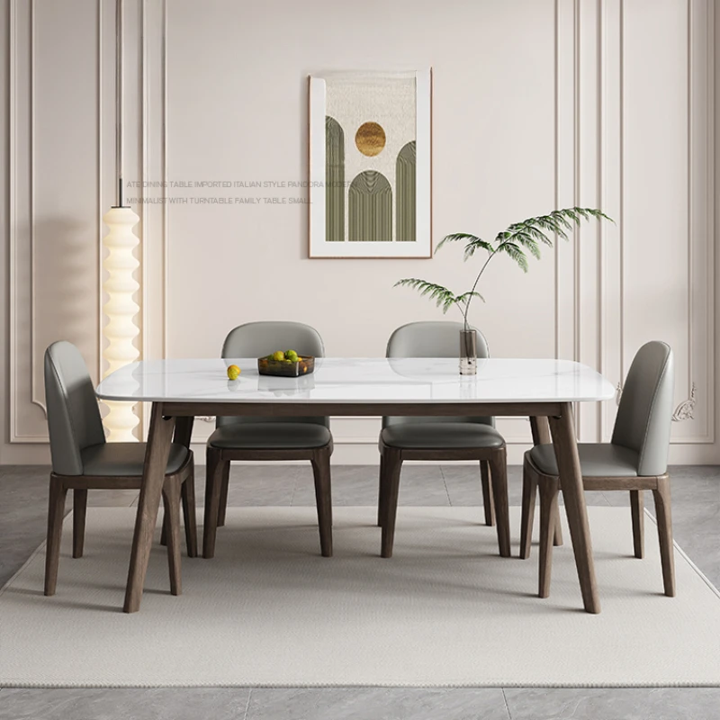 

Wood Rock Plate Dining Table Household Rectangle Modern Simple Luxury Combination Set Dining Table Mesa Comedor Furniture QF50DT